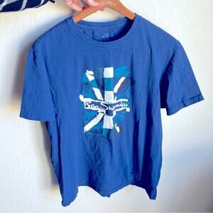 Ben Sherman Blue Union Jack Graphic Tee Shirt men unisex size large L